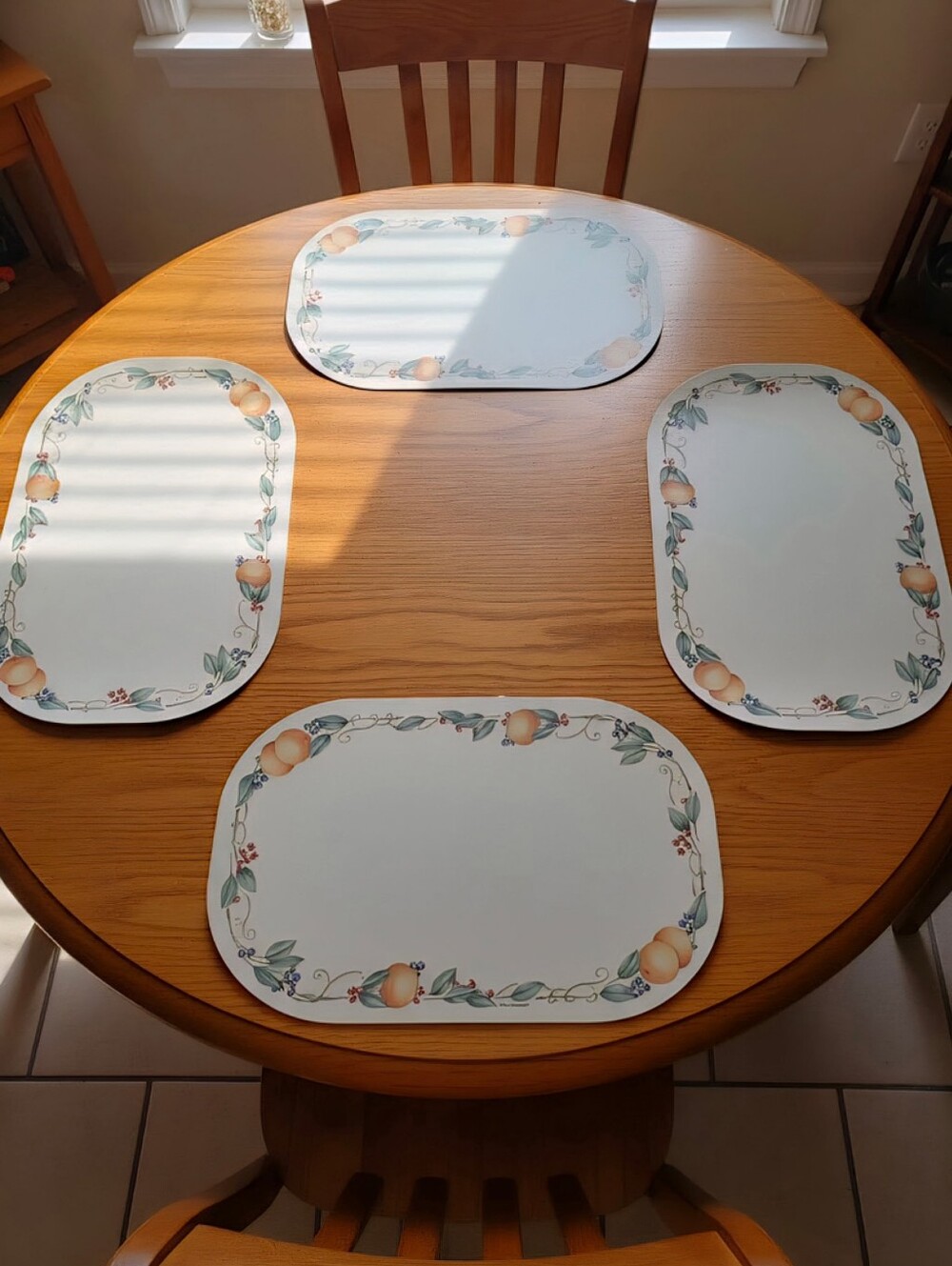 Vintage Corelle Coordinates Placemats with Fruit Border-Set Of 4